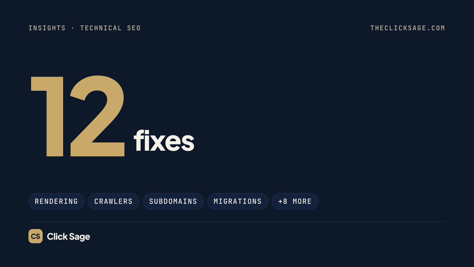 Click Sage cover: 12 fixes, covering rendering, crawlers, subdomains, migrations and 8 more.